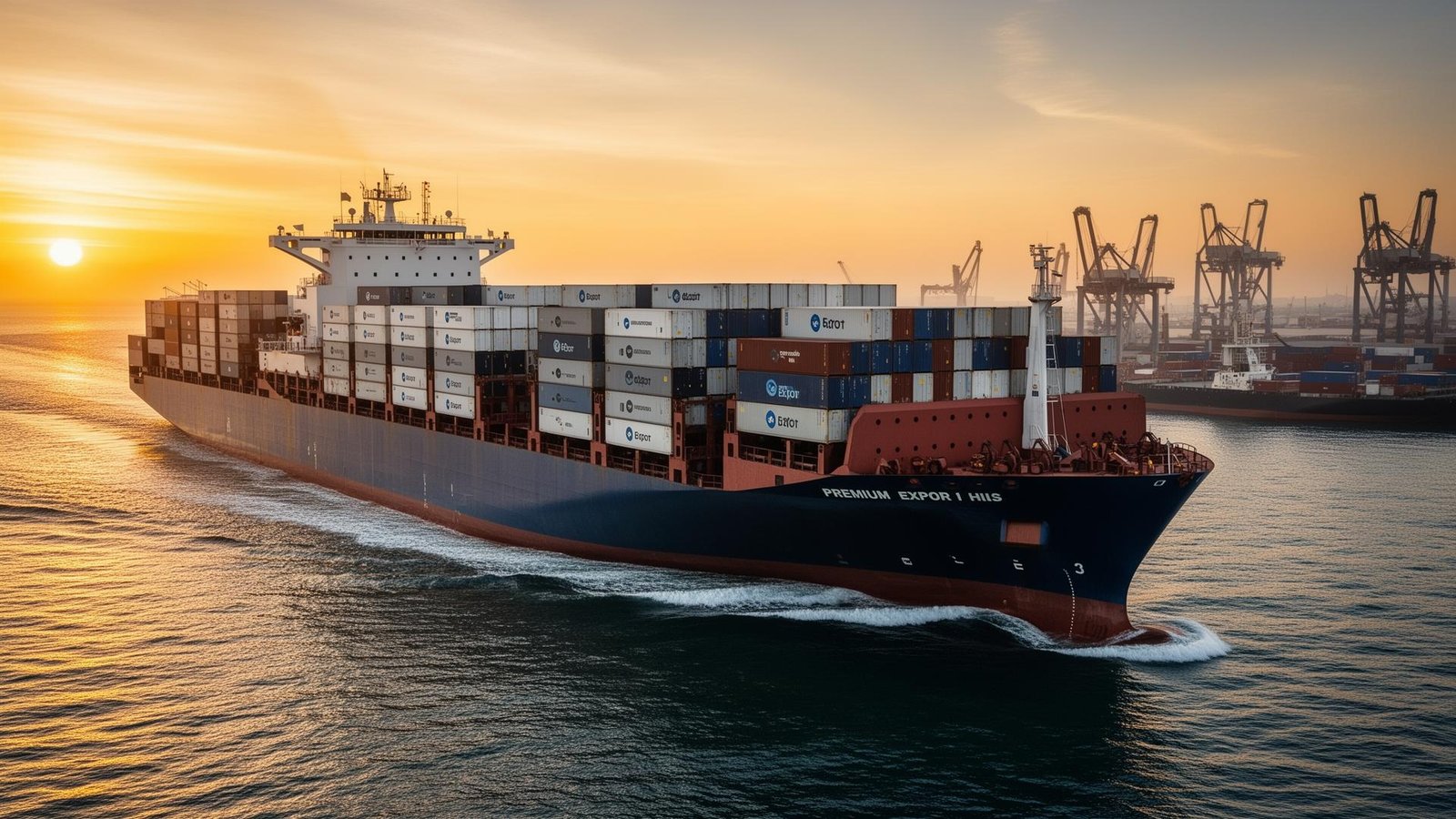 Container ship at port
